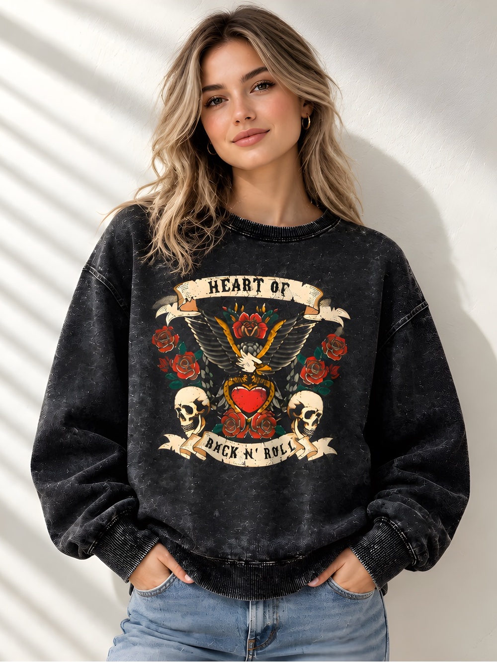 Rebellion One “Heart of Rock & Roll” Gray Sweatshirt M